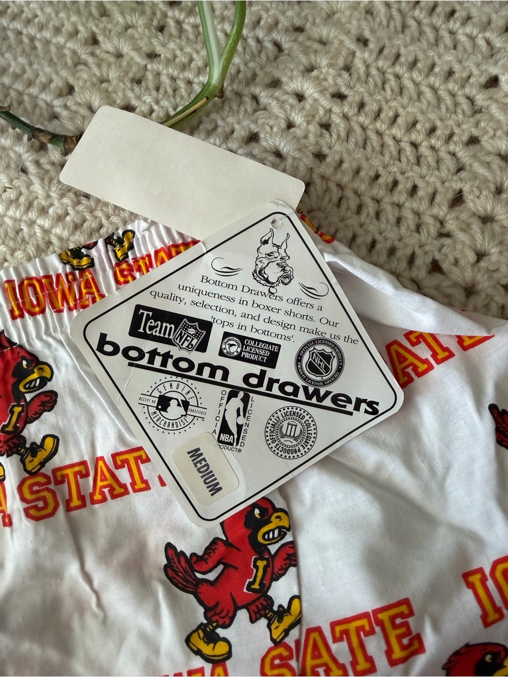 Vintage 90s Iowa State Cyclones Logo Boxer Shorts NEVER WORN - Picture 5 of 7